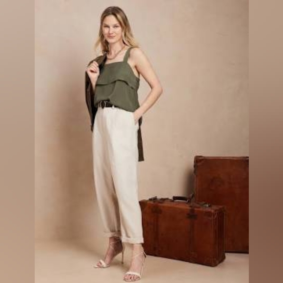 Banana Republic  Olive Green Bow Tie  Back Top - Picture 2 of 15